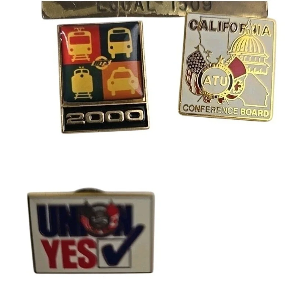 Vintage Union Pins Bundle ATU Local 1309 Shop Steward California Transit Labor‎